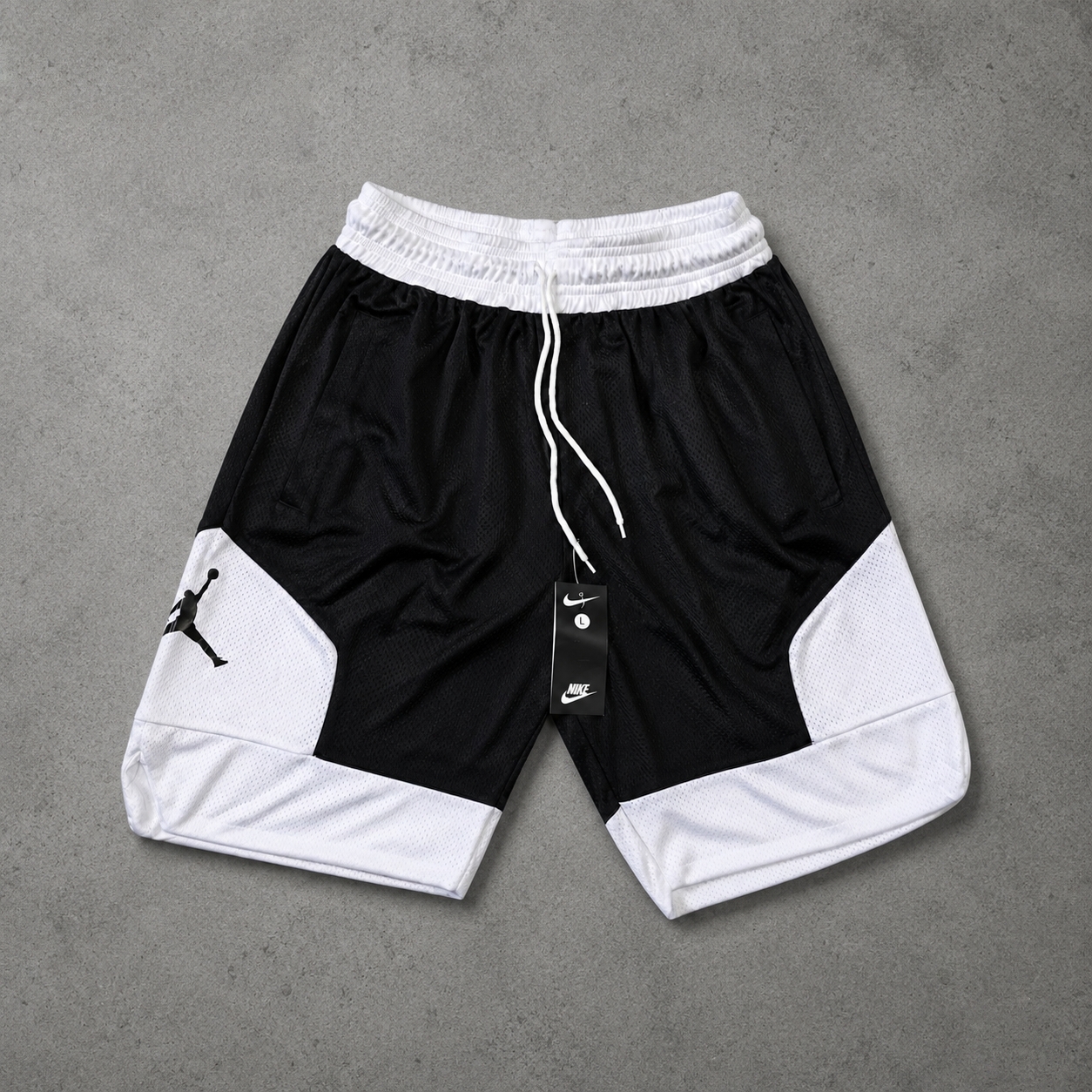 Picsart_26-07-14_22-42-15-083 Close Mesh Fabric Black Jordan Shorts - Image 1
